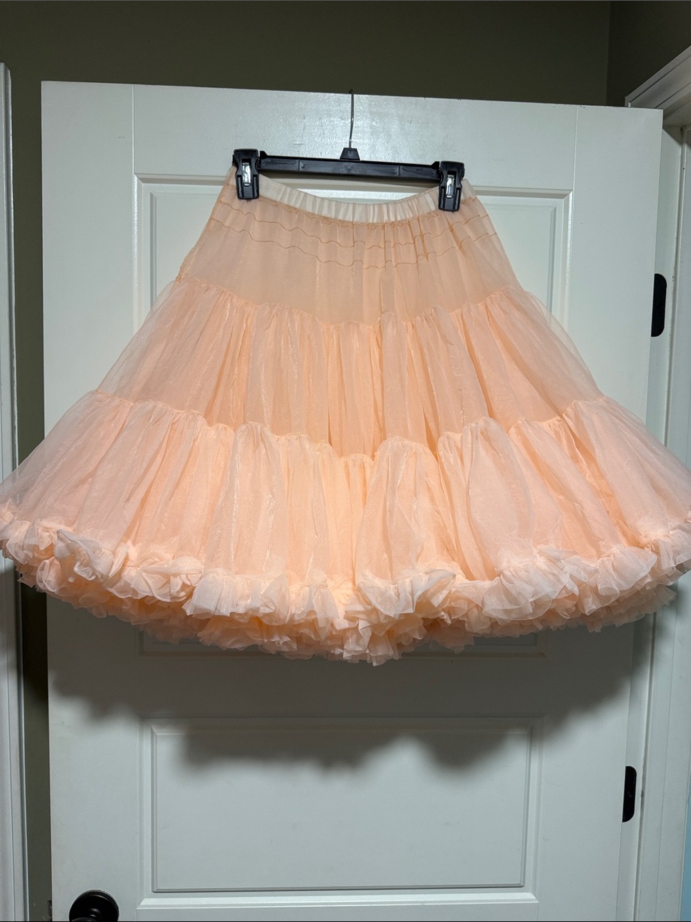 Vintage Sam's Square Dancing Petticoat Tutu Ruched Crinoline peach coral Medium